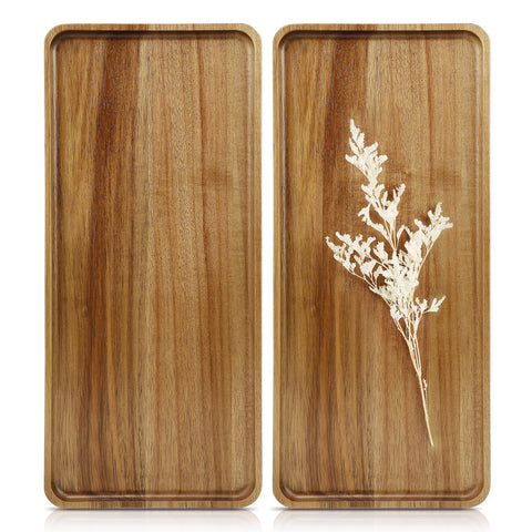 Charmlife acacia tray top view showing natural grain for elegant serving.