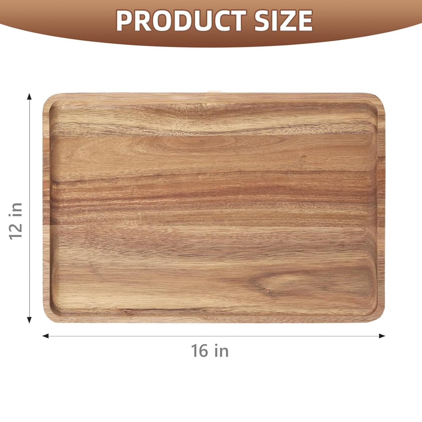 Charmlife acacia wood serving tray on a coffee table for beverages.