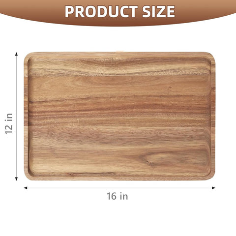 Charmlife acacia wood serving tray on a coffee table for beverages.