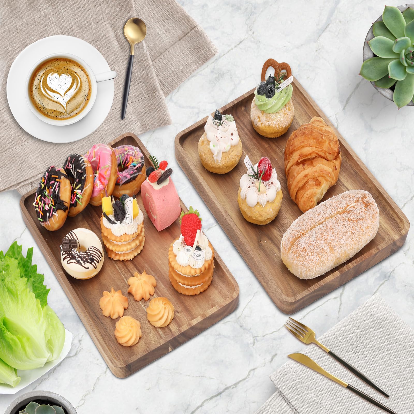 Charmlife acacia wood tray features durable finish and water resistance.