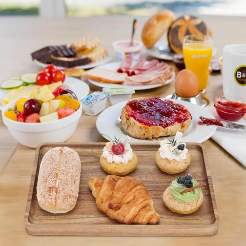 Charmlife acacia wood tray with food-safe finish for stylish serving.