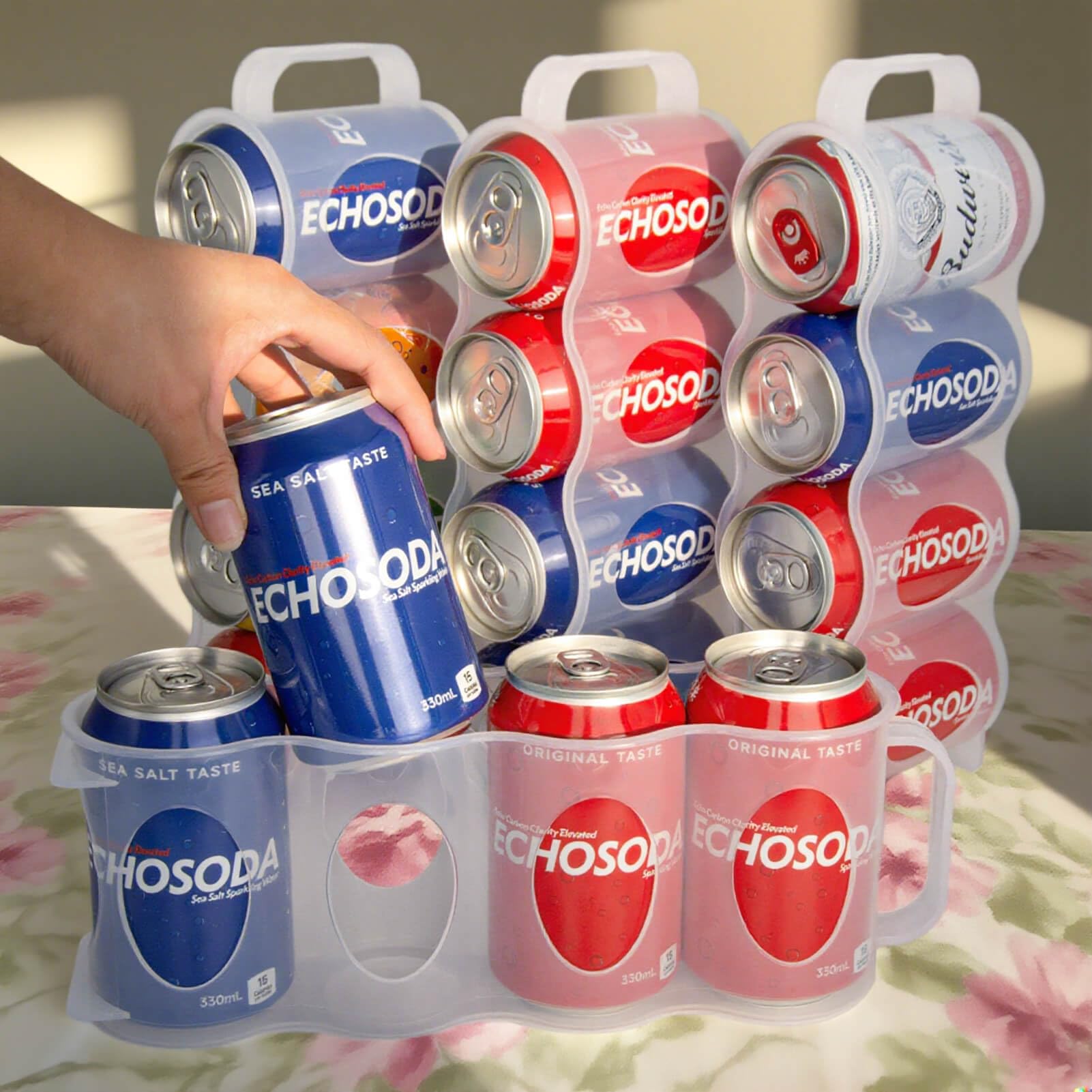 ChasBete 2-pack beverage rack keeps fridge tidy and accessible.