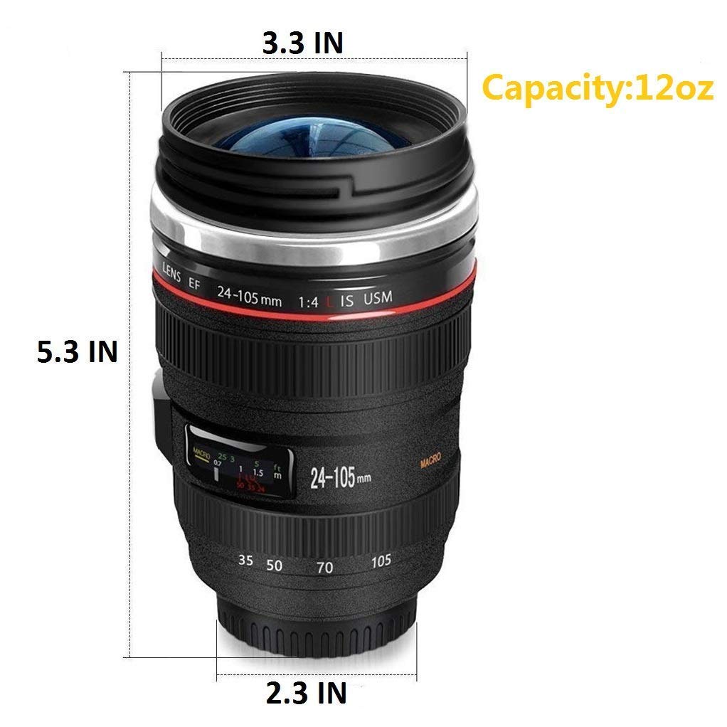 Chasing Y camera lens mug doubles as a desk pen holder.
