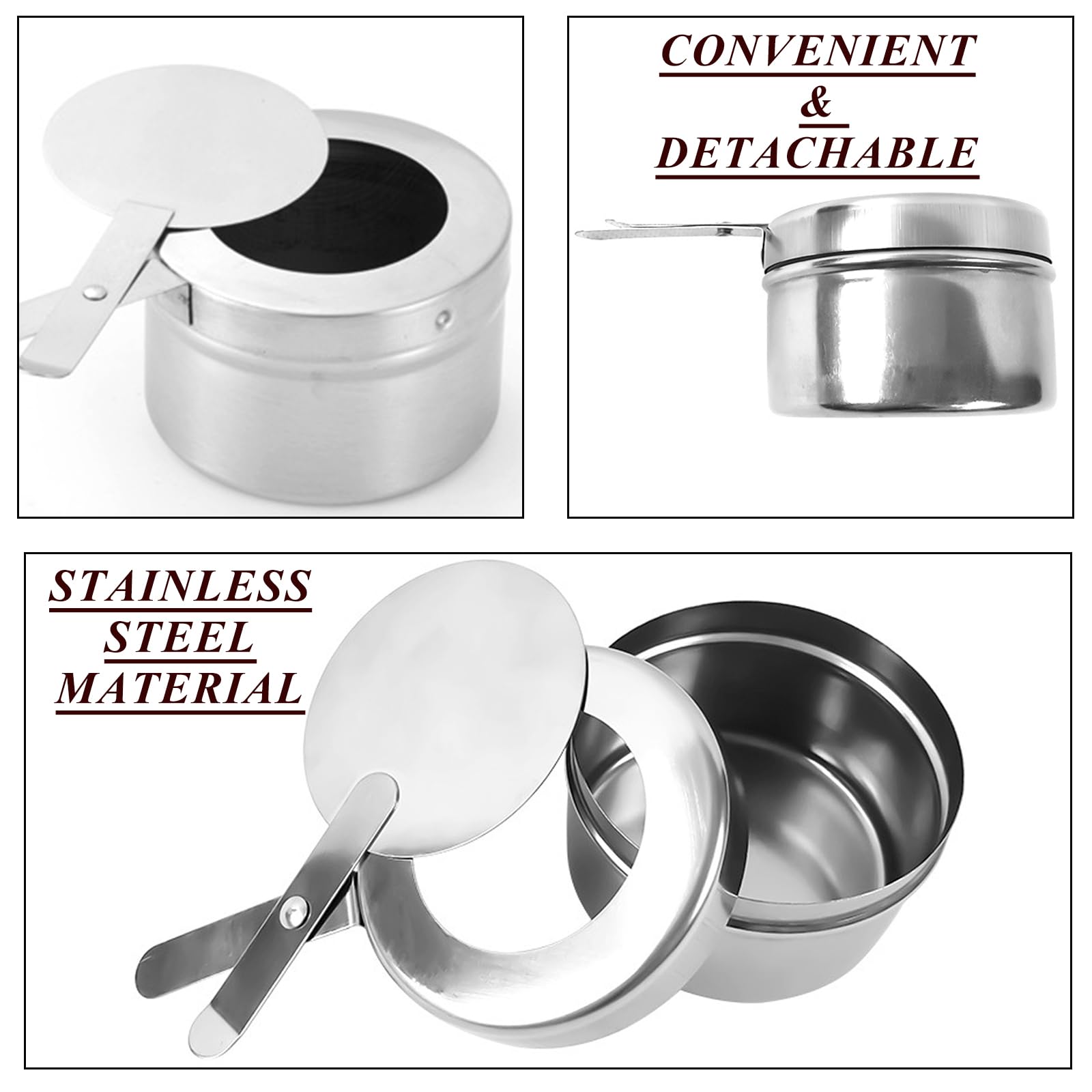 Cheardia chafing fuel holder with safety cover helps extinguish flames safely