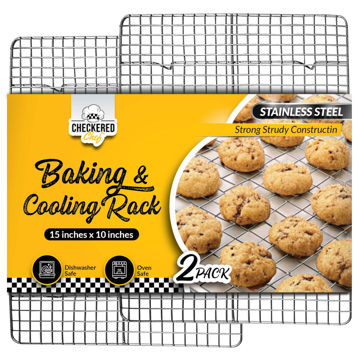 Checkered Chef 10x15 cooling rack set elevates food to drain fat and grease.