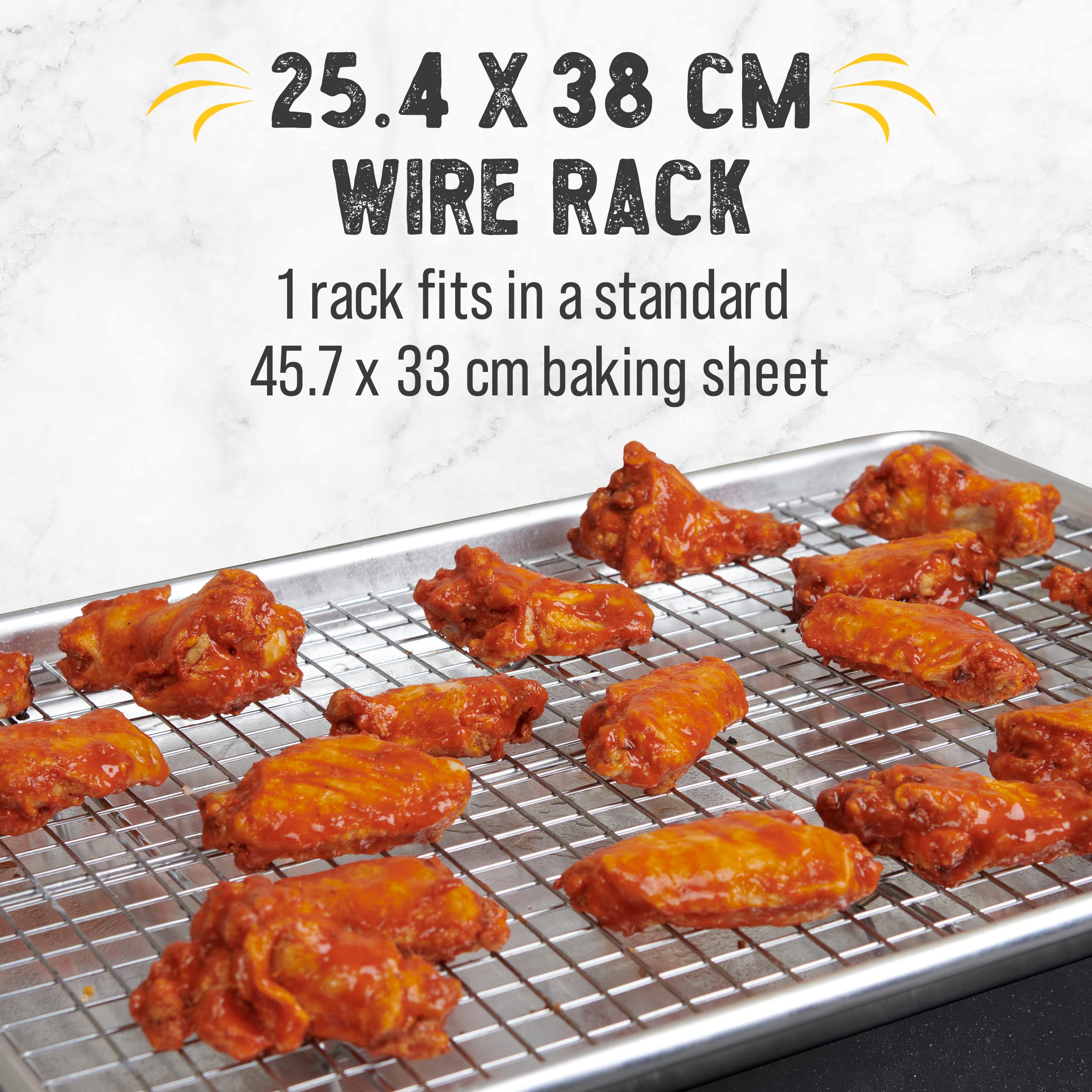 Checkered Chef cooling rack is dishwasher safe for quick cleanup after baking.