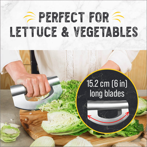 Checkered Chef dishwasher-safe mezzaluna for easy cleanup after meal prep.
