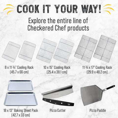 Checkered Chef 2-pack cooling racks support even airflow for faster cooling.