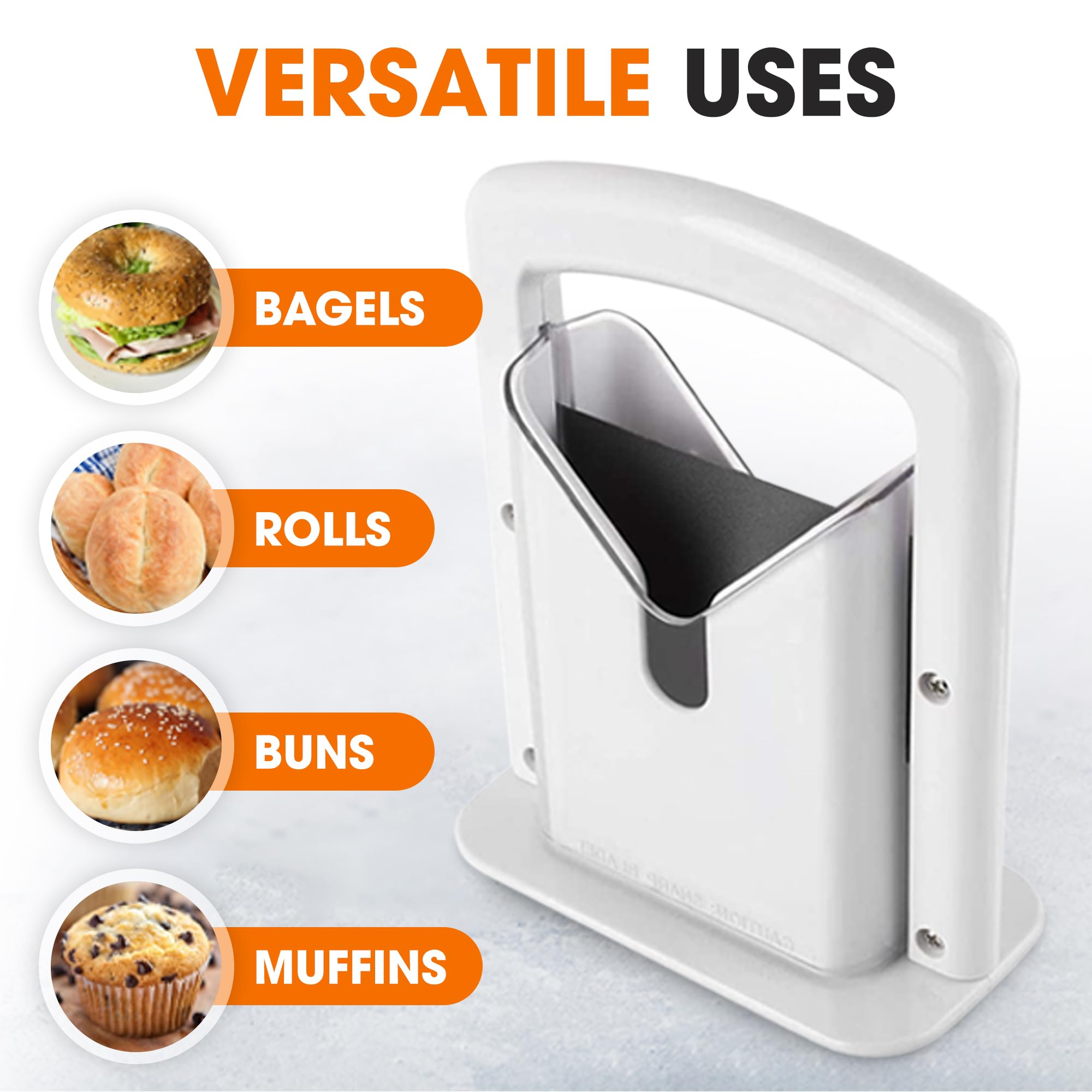 Cheer Collection bagel slicer shown on a kitchen counter for convenient prep.