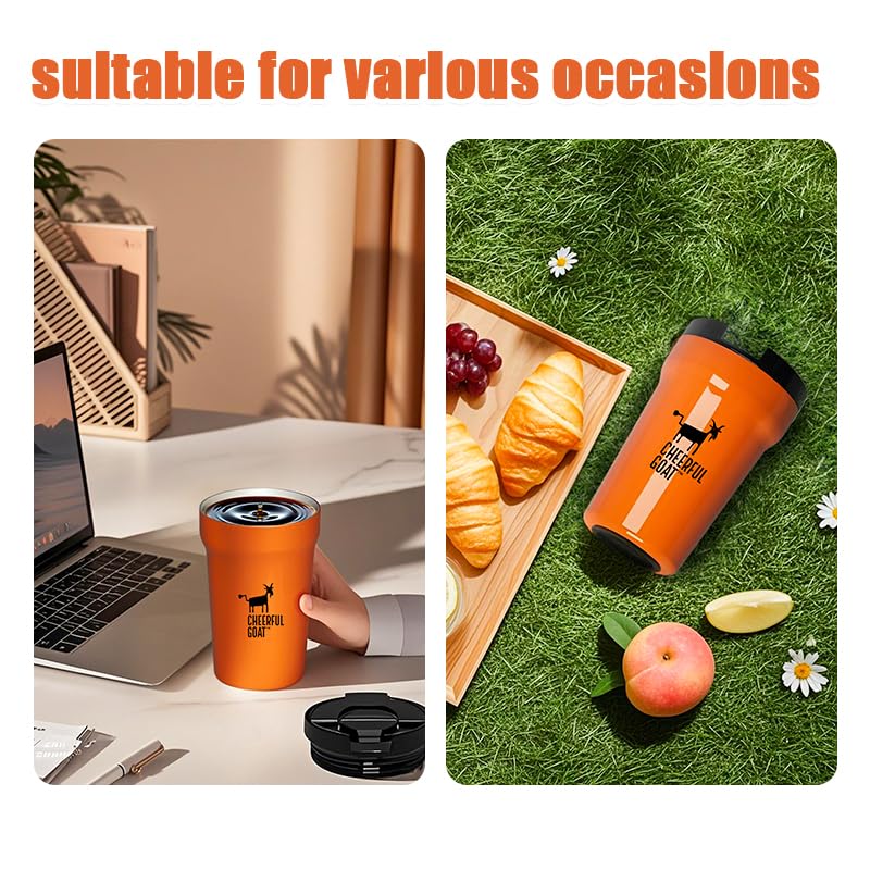 CHEERFUL GOAT cup on-the-go with sleeve for secure grip