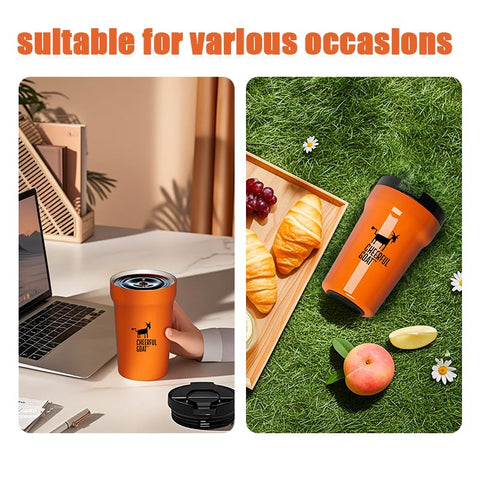 CHEERFUL GOAT cup on-the-go with sleeve for secure grip
