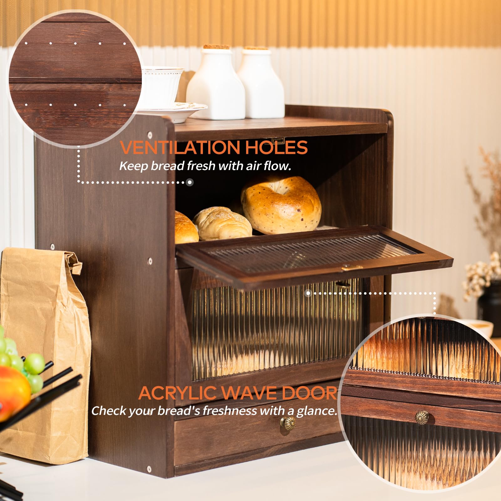 CheerNest bread box ventilation holes aid airflow for freshness.