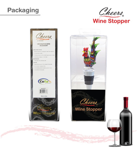Cheers Colorful Rooster Wine Stopper in bottle preserves freshness