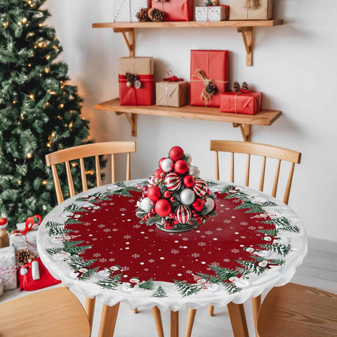 Chees D Zone red floral waterproof table cover adds easy cleanup