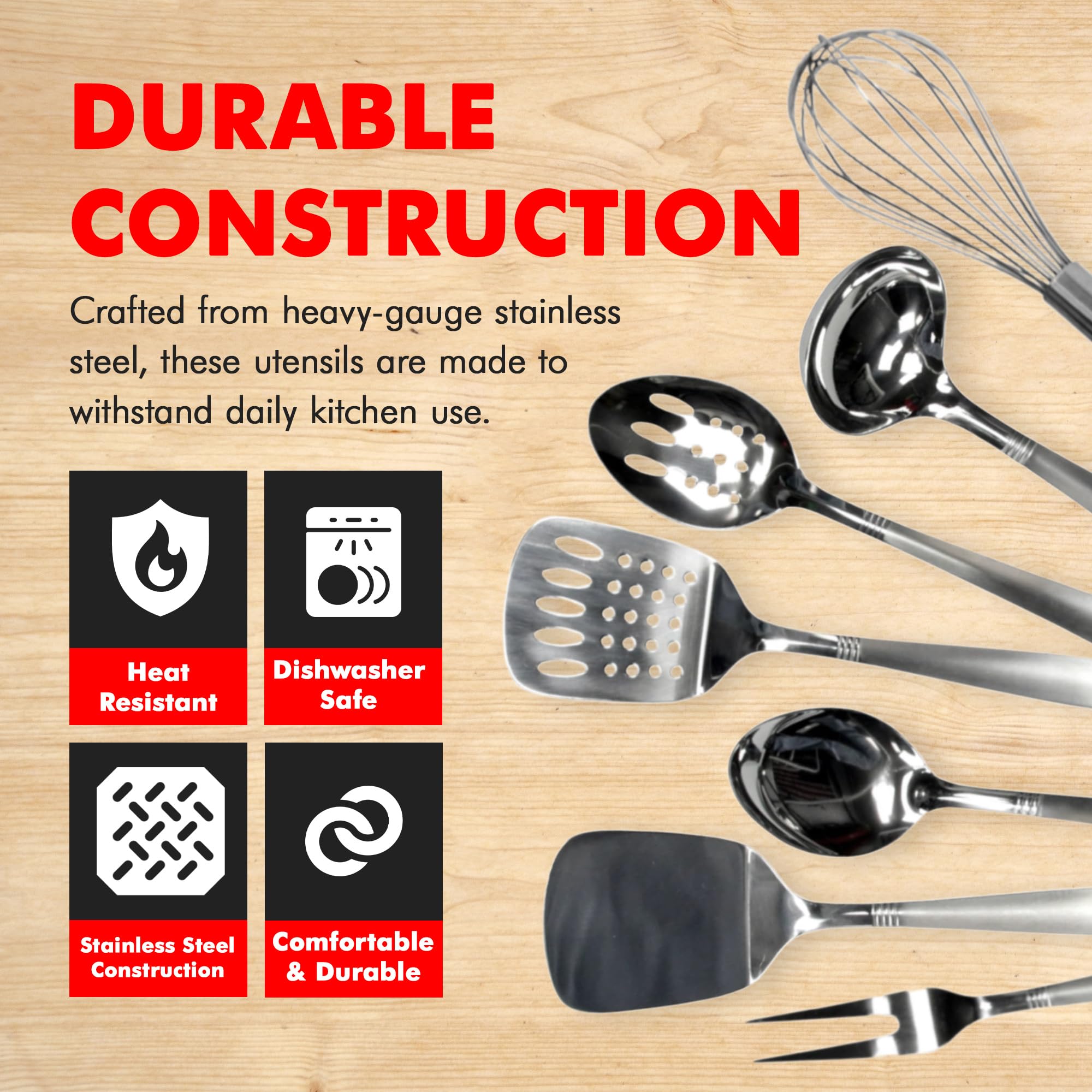 Chef Craft basting spoon in stainless steel for saucy basting