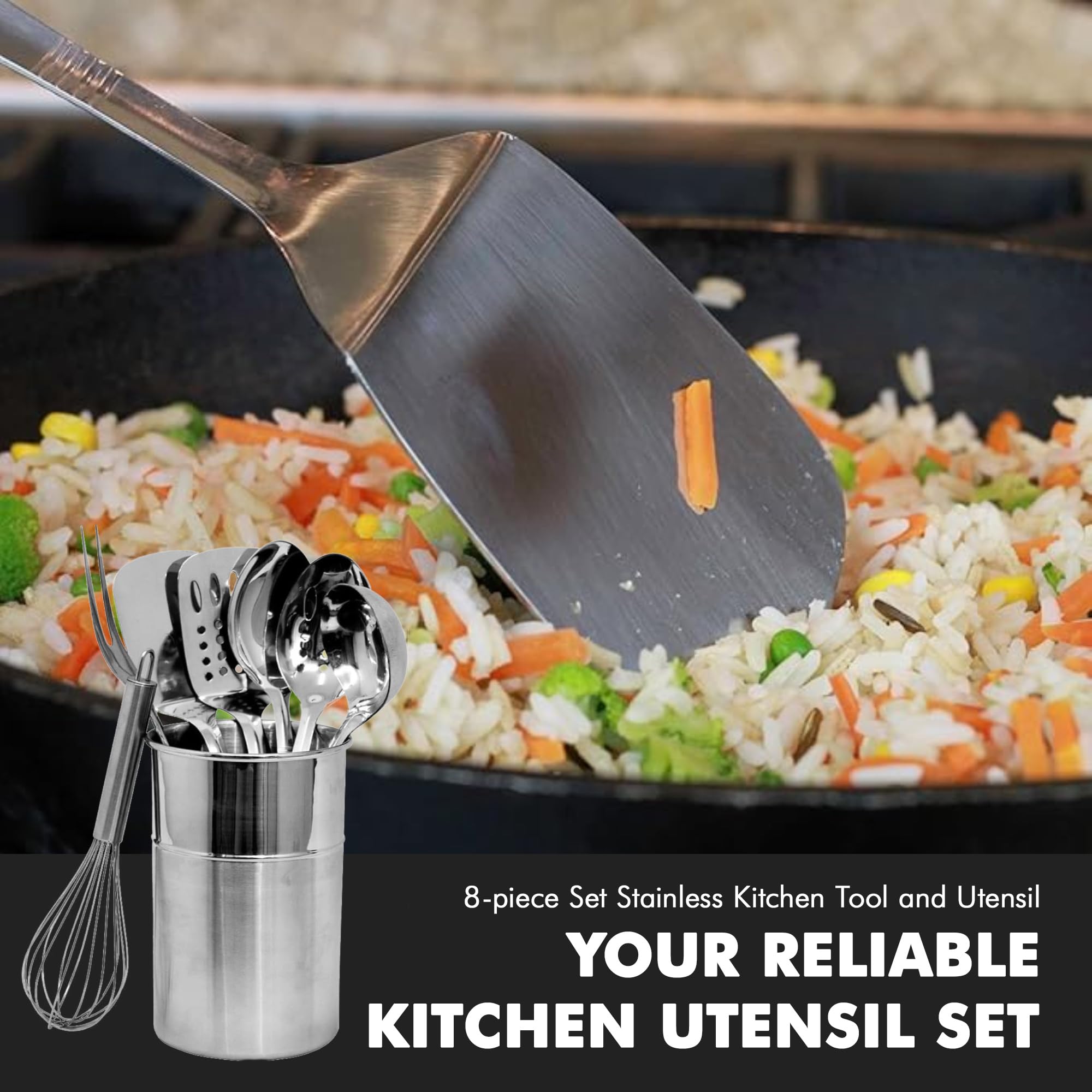 Chef Craft fork in stainless steel for sturdy turning and serving
