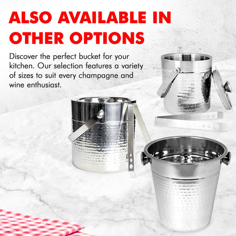 Chef Craft hammered champagne bucket close-up reveals textured metal and shine.