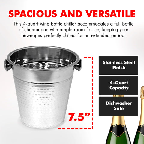 Chef Craft hammered champagne bucket with mirror-finish highlights sophisticated appeal.