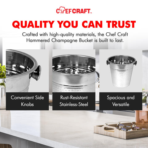 Chef Craft table setting with hammered bucket enhancing the dining ambience.