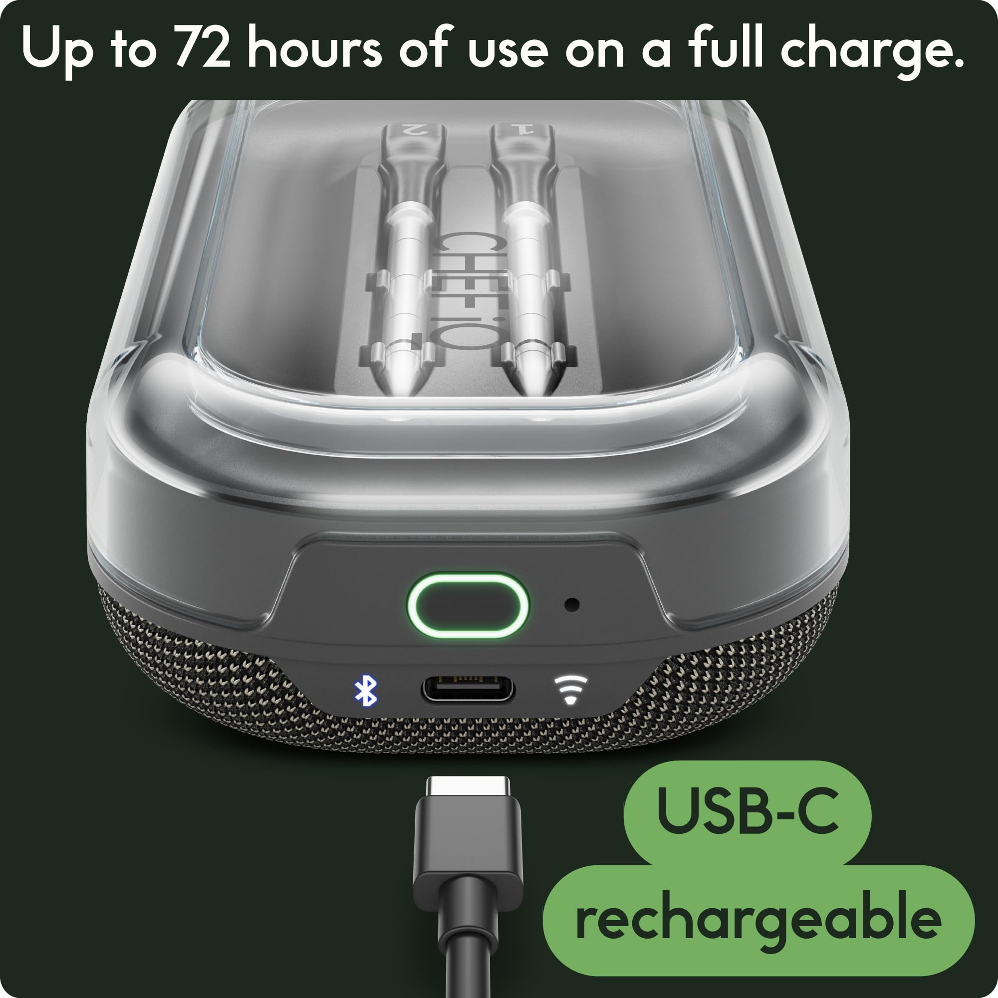 CHEF iQ Sense long battery life supports hours of cooking.