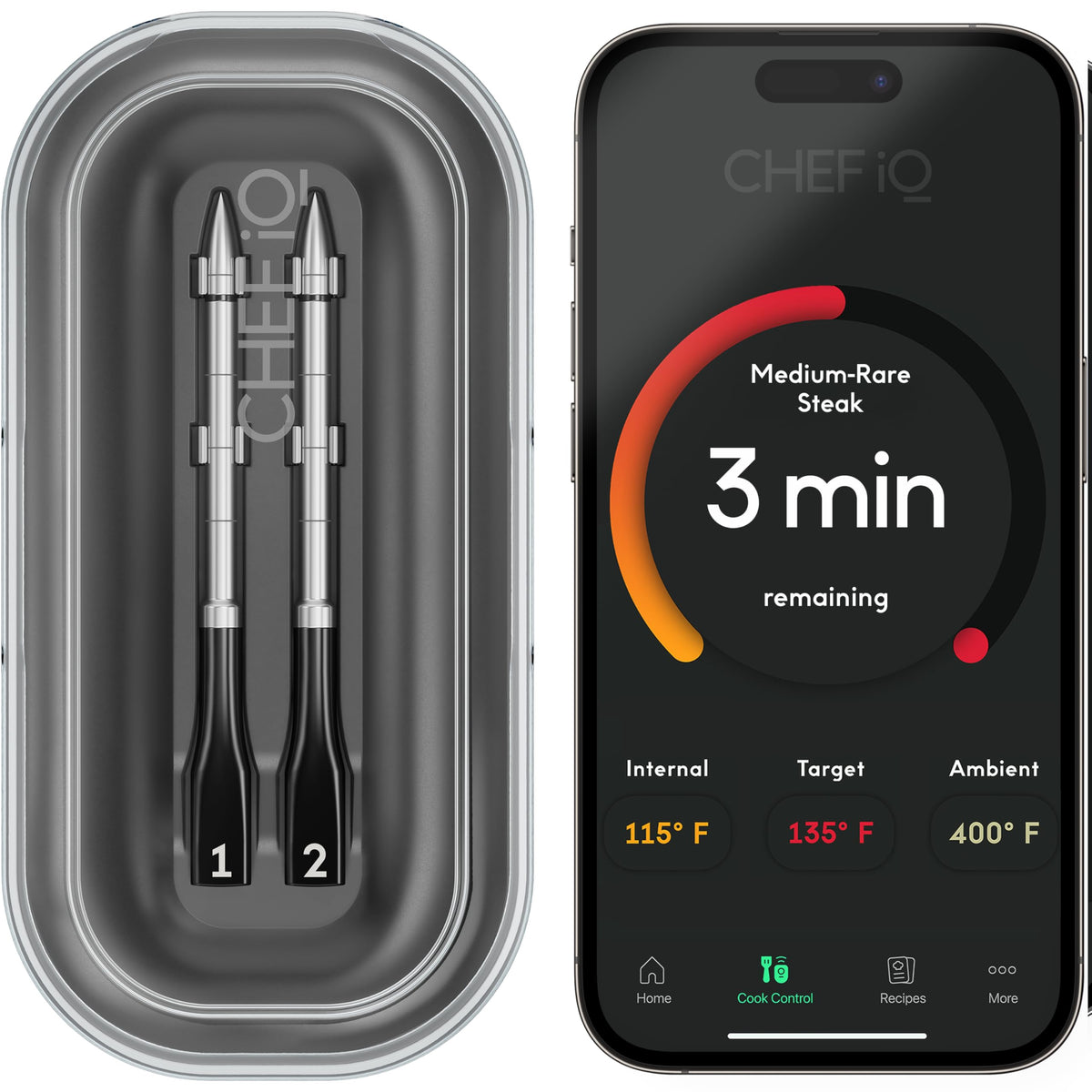 CHEF iQ Sense two probes monitor two foods precisely at once.