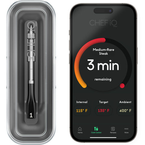 CHEF iQ Sense ultra-thin probe close-up for precise heat sensing during cooking.