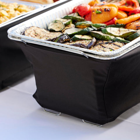 Chef Master buffet-coverage for warmers protects presentation in wind.