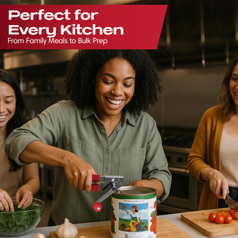 Bar or kitchen setup with Chef Master can opener for quick access.