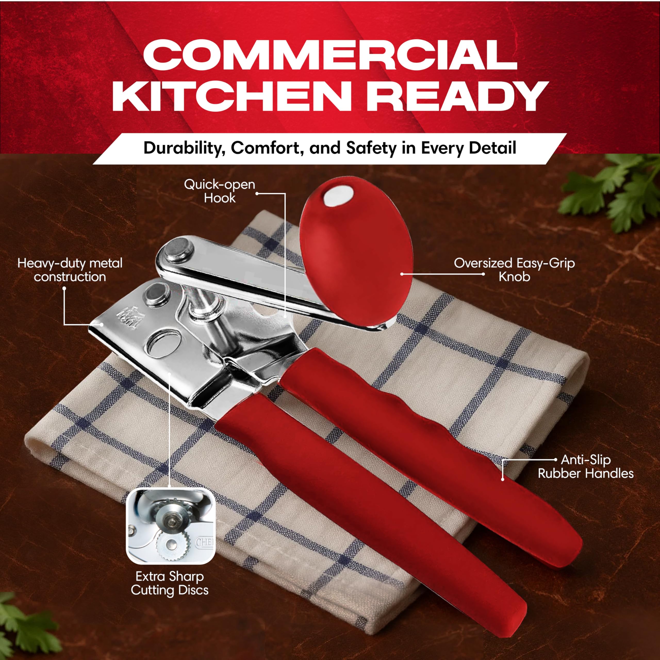 Chef Master stainless steel body emphasizing durable, rust-resistant construction.