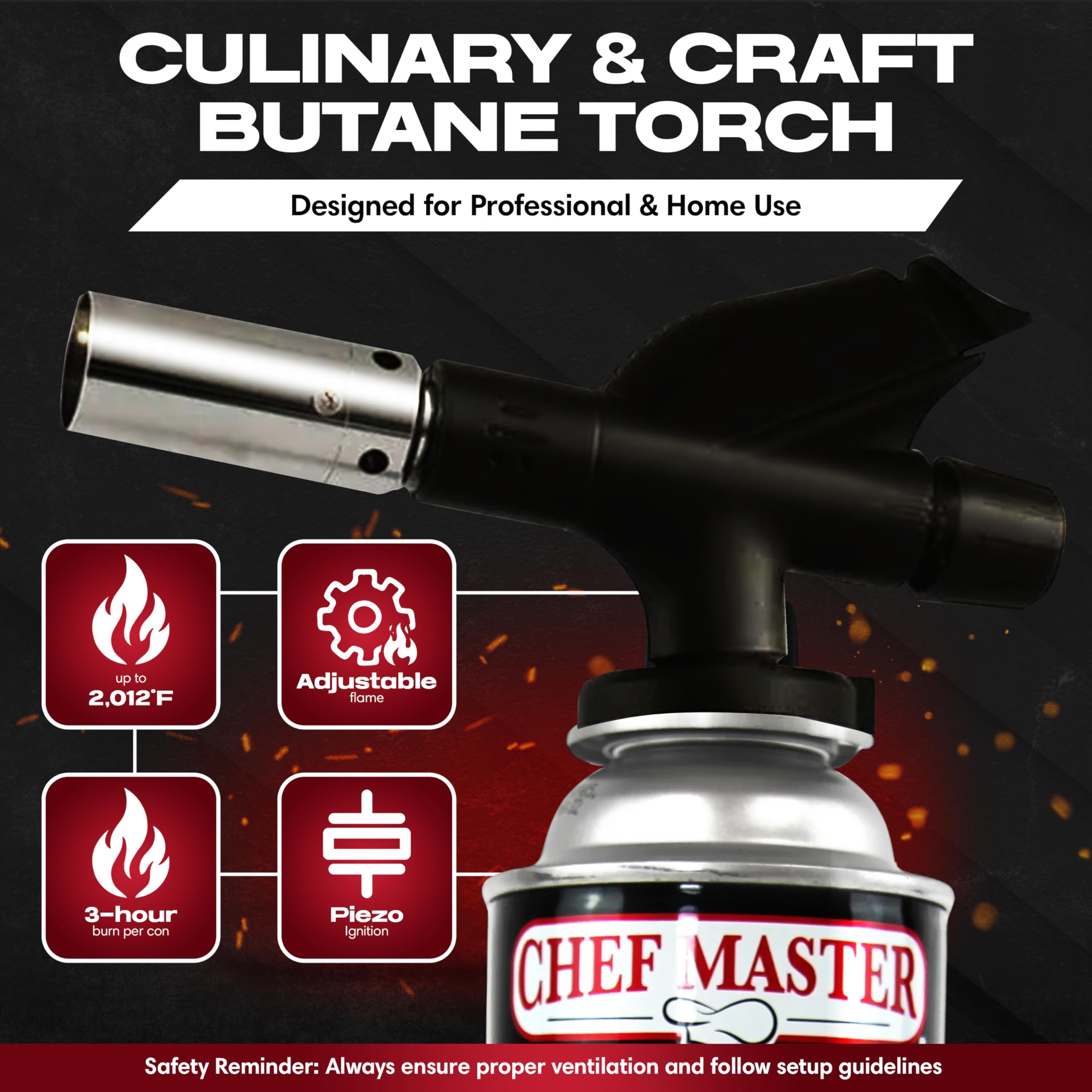 Chef Master creme brulee torch caramelizing sugar for desserts.