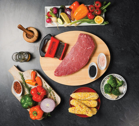 Chef Master tenderizer with ergonomic handle for comfortable, controlled use during prep.