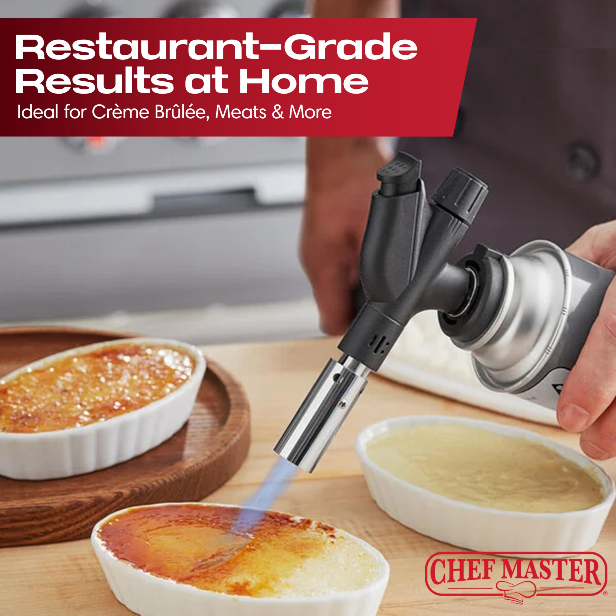 Chef Master torch lighting a fireplace and grill with ease.