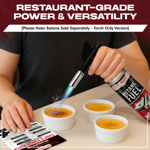Chef Master torch long burn time supports extended kitchen sessions.