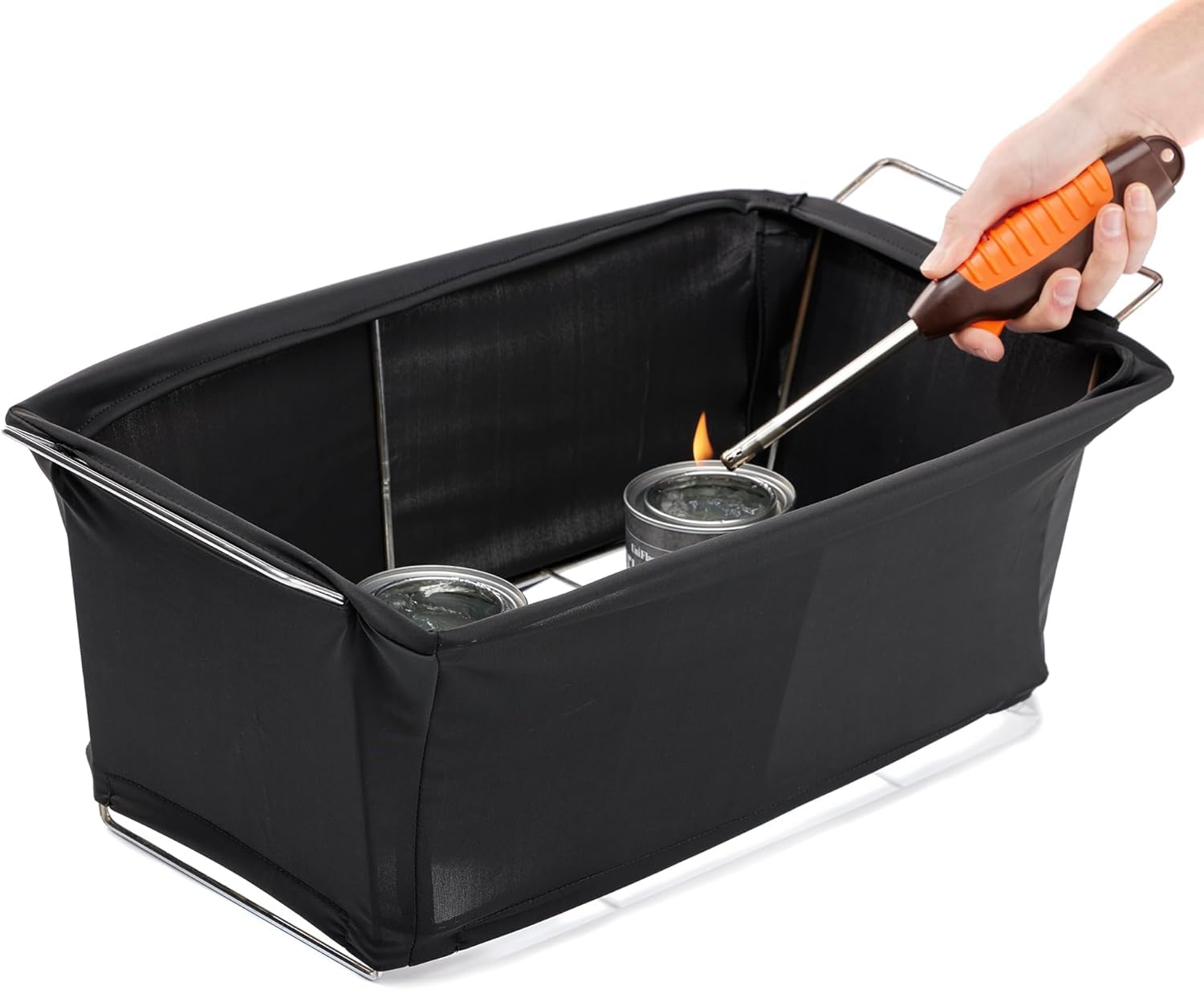 Chef Master universal-fit chafer guard securely attaches to standard wire racks at events.
