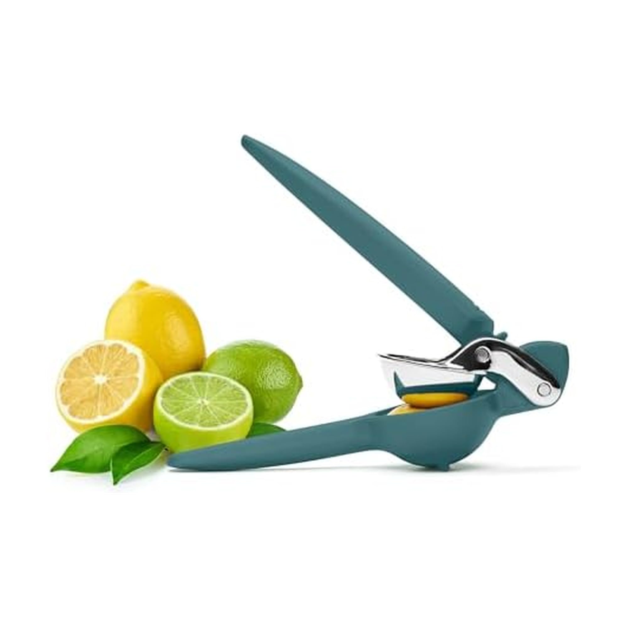 The Chef'n FreshForce lemon squeezer demonstrates dual-gear juice extraction for less effort.