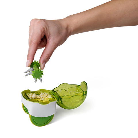 Compact garlic mincer fits small spaces while handling large batches