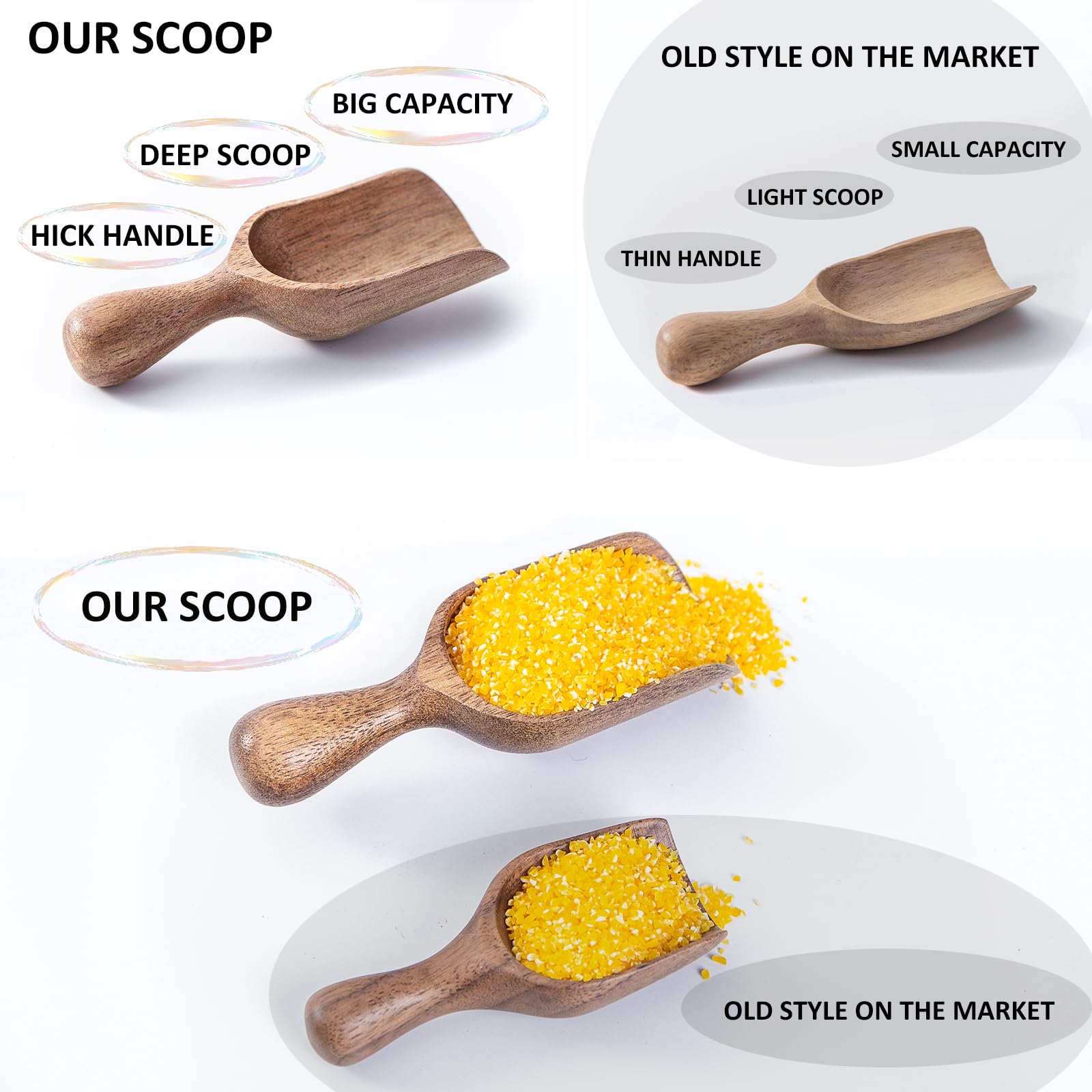 CHEF OLÉ farmhouse-style scoops add rustic charm and versatility.