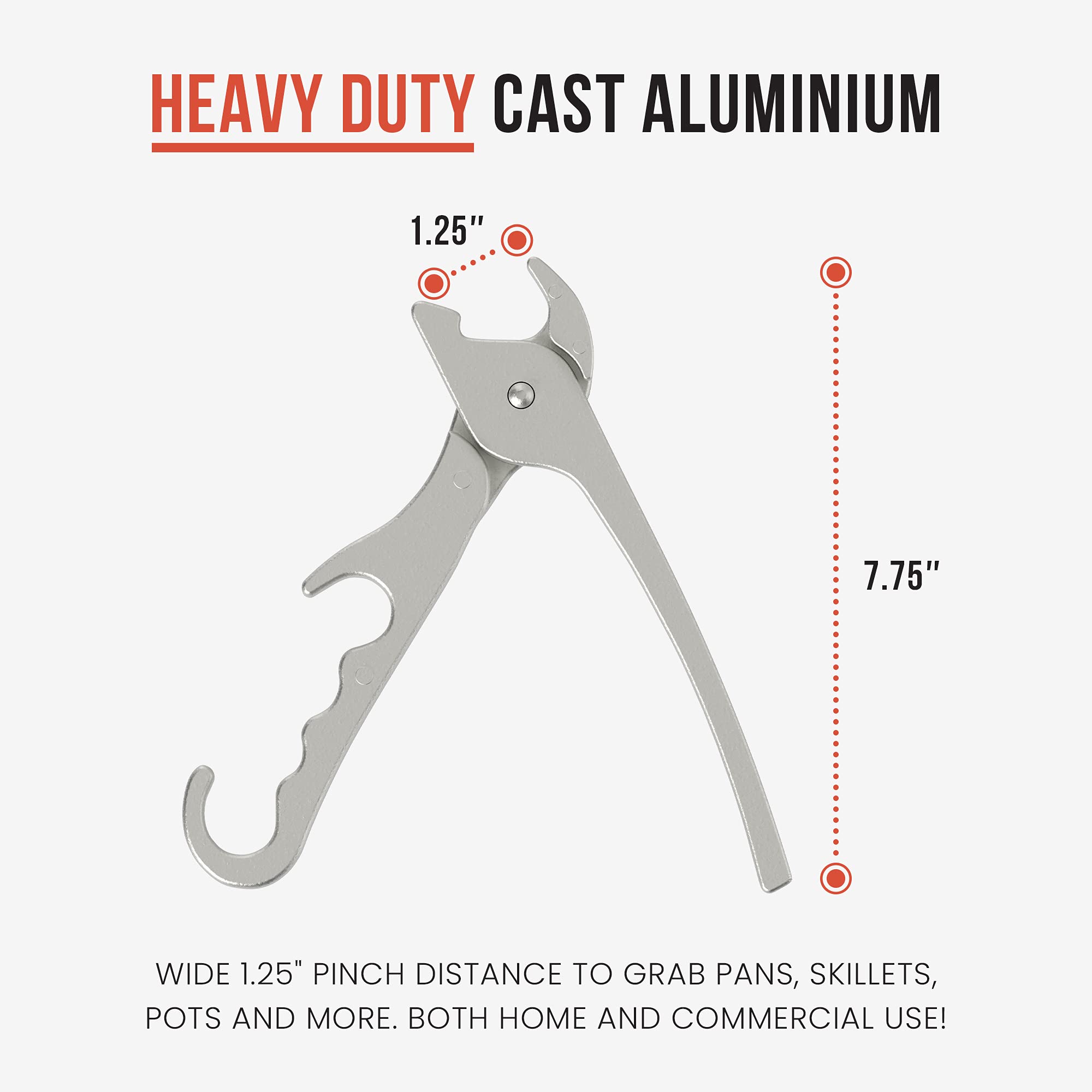 Chef Pomodoro cast aluminum pan holder secures heavy cookware without slipping.