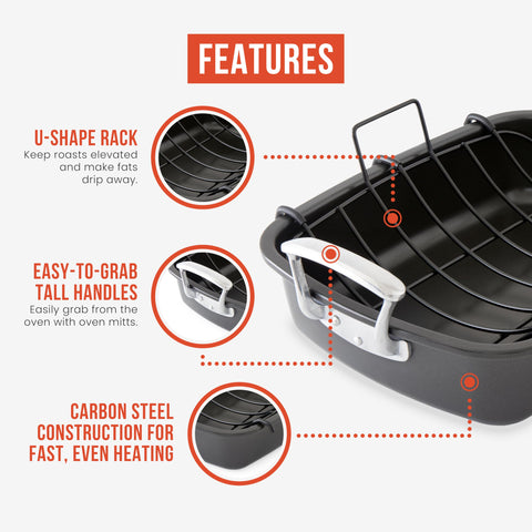 Chef Pomodoro non-stick carbon steel ensures smooth food release.