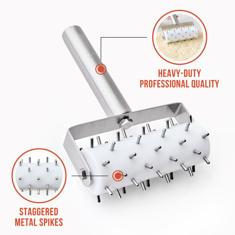 Chef Pomodoro 6 cm roller diameter for uniform dough perforations.