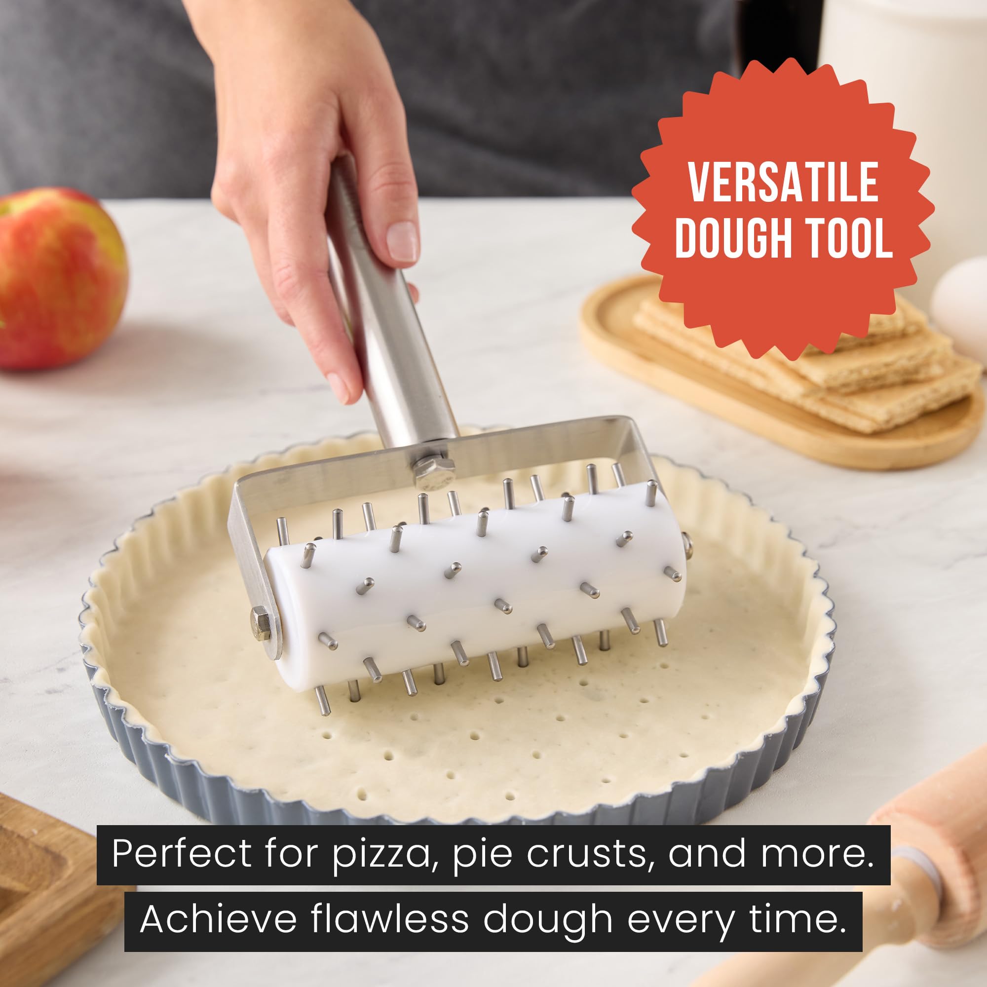 Chef Pomodoro durable plastic grey dough docker offers lightweight reliability.