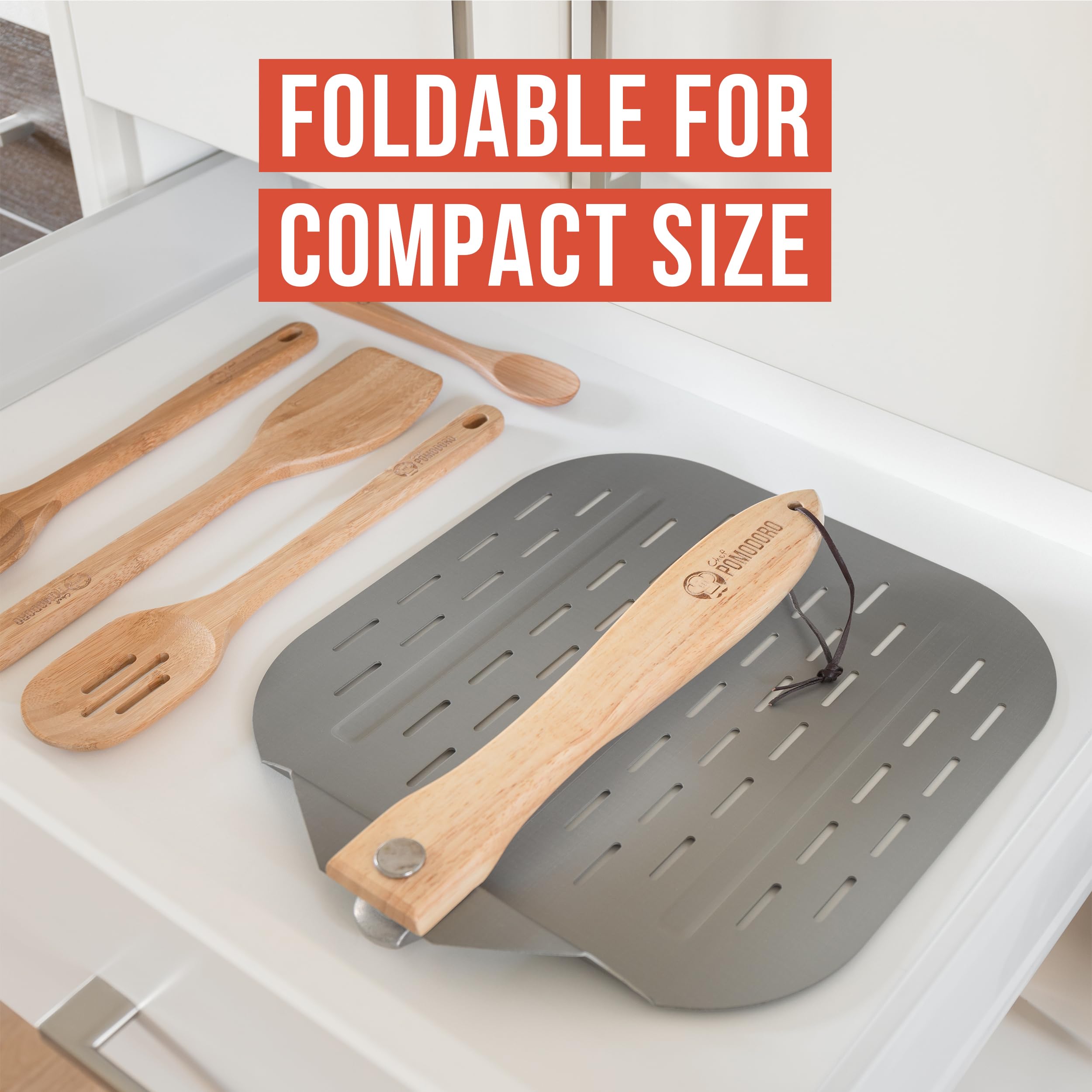 Chef Pomodoro ergonomic backstep and secure grip for precise handling.