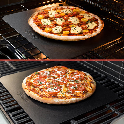 Chef Pomodoro Pizza Steel easy-clean surface after baking sessions.