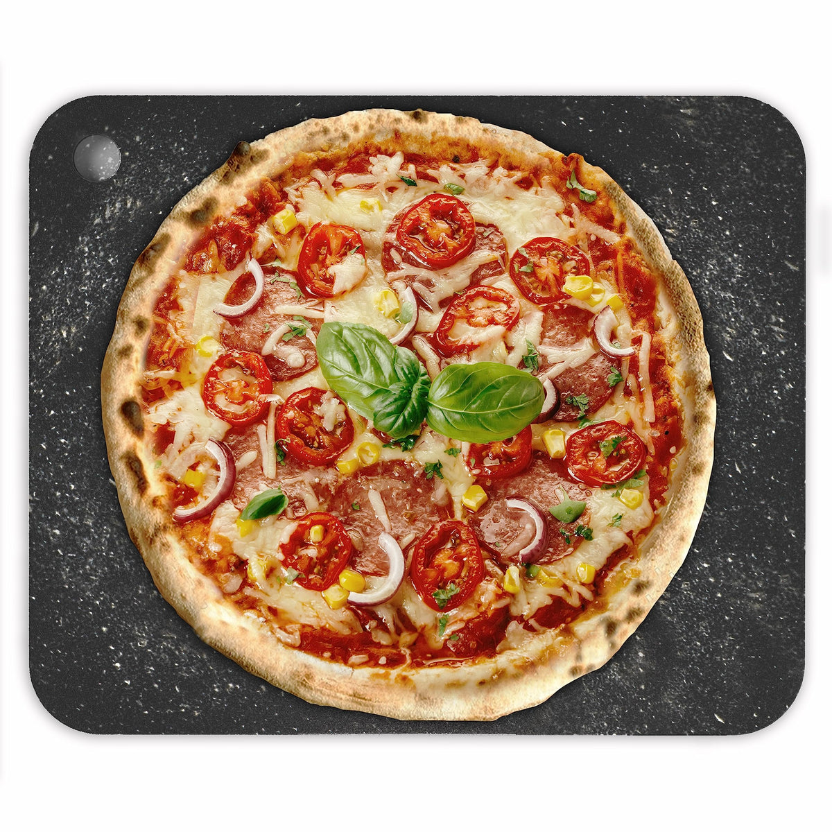 Chef Pomodoro Pizza Steel 16-inch oven surface for large pizzas.