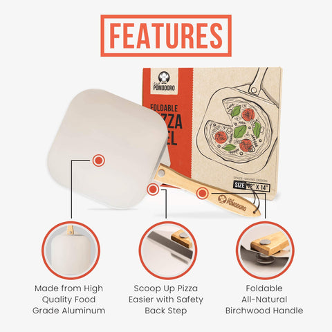 Chef Pomodoro wooden handle folded reduces bulk during transfers.
