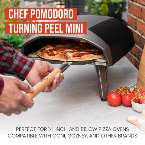 Chef Pomodoro wooden handle offers a smooth, comfortable grip for pizza transfers.