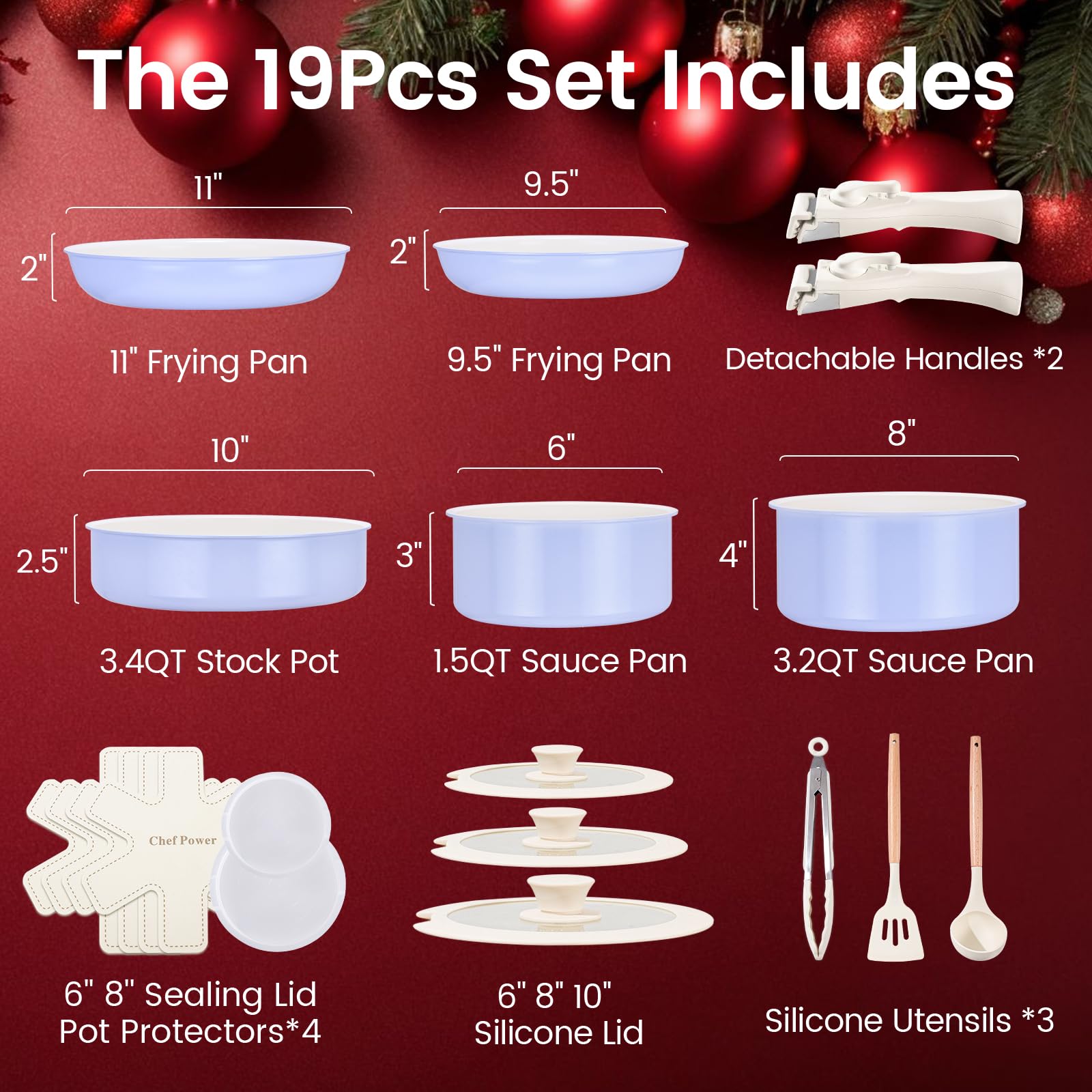 Chef Power detachable-handle cookware—easy storage and portable RV kitchen.