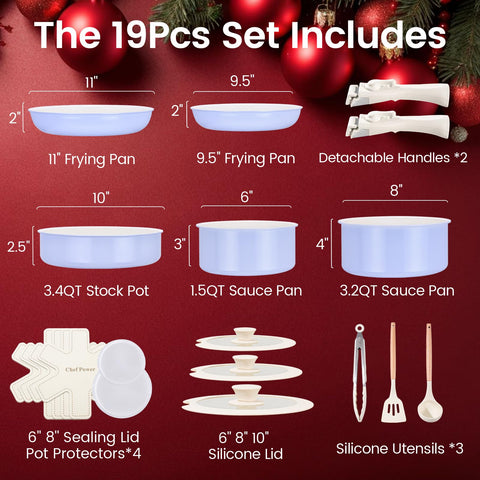 Chef Power detachable-handle cookware—easy storage and portable RV kitchen.