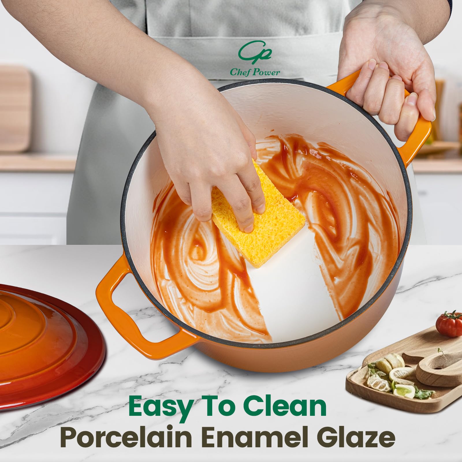 Chef Power enamel surface is easy to clean after meals