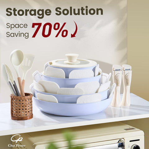 Chef Power induction-compatible cookware ready for gas, electric, or ceramic stoves.